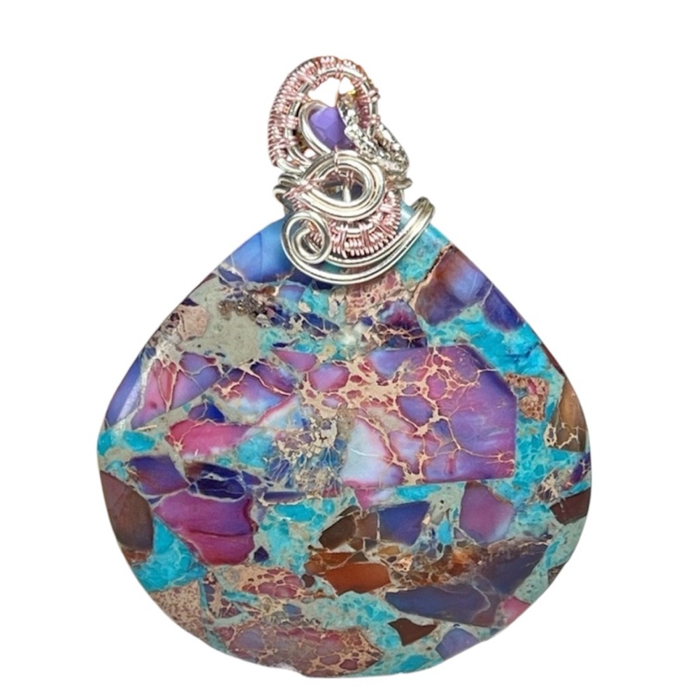 ⭐️💜purple and blue composite jasper coloured sea sediment pendant/artisian